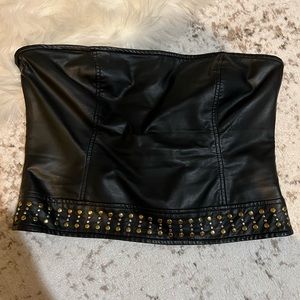 Faux Leather Top- Size L